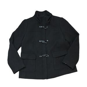 Talbots Petites Fabric made In Italy Black Toggle Peacoat Size 6P  Wool Blend